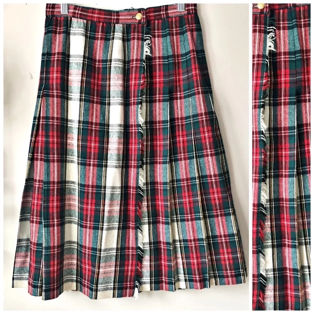 Vintage 80s Summit Sportwear Tartan Pleated Wrap Skirt Union Made in USA Size 6 - Picture 12 of 13